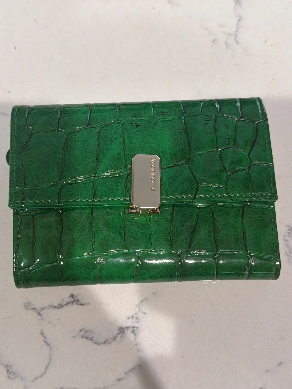 Kate Spade Green Croc-Embossed Leather Wallet